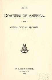 The Downers of America by David R. Downer