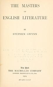 Cover of: The masters of English literature. by Stephen Lucius Gwynn