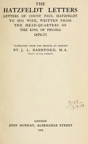 Cover of: Letters to his wife: written from the headquarters of the King of Prussia, 1870-71