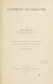 Cover of: Electricity and magnetism. by Eric Mary Gerard, Eric Mary Gerard