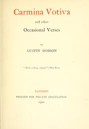 Cover of: Carmina votiva and other occasional verses