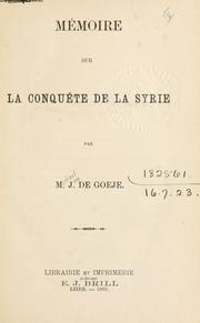 Cover of: Mémoire sur la conquête de la Syrie. by M. J. de Goeje