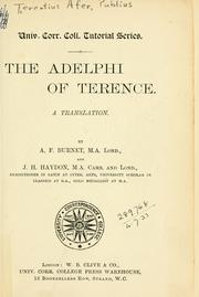 Cover of: Adelphi of Terence: a translation by A.F. Burnet and J.H. Haydon.