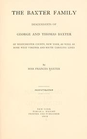 Cover of: The Baxter family by Frances Baxter