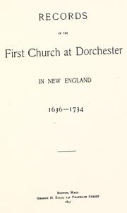 Cover of: First church at dorchester