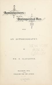 Cover of: Reminiscences of distinguished men.