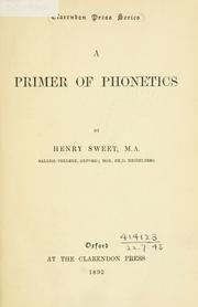 Cover of: A primer of phonetics. by Henry Sweet