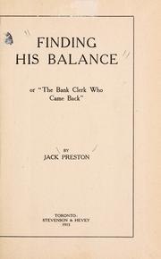 Cover of: Finding his balance: or, "The bank clerk who came back"