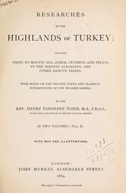 Cover of: Researches in the Highlands of Turkey by Tozer, Henry Fanshawe