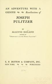Cover of: An  adventure with a genius: recollections of Joseph Pulitzer