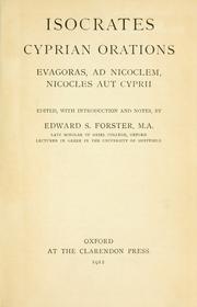 Cover of: Cyprian orations: Evagoras, Ad Nicoclem, Nicocles aut Cyprii. Edited with introd. and notes