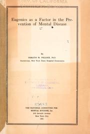 Cover of: Eugenics as a factor in the prevention of mental disease. by Horatio Milo Pollock