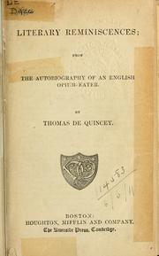 Cover of: Works. by Thomas De Quincey, Thomas De Quincey