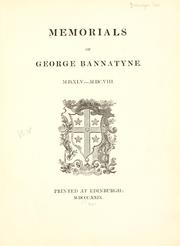 Cover of: Memorials of George Bannatyne, 1545-1608.