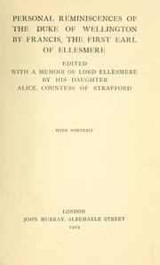 Cover of: Personal reminiscences of the Duke of Wellington by Francis Egerton Earl of Ellesmere