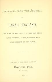 Cover of: Extracts from the journal of Sarah Howland by Howland Pell