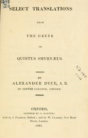 Cover of: Select translations from the Greek