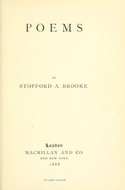 Cover of: Poems. by Brooke, Stopford Augustus