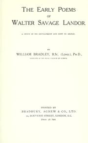 Cover of: early poems of Walter Savage Landor: a study of his development and debt to Milton.