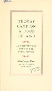 Cover of: A book of airs, as written to be sung to the lute and viol.