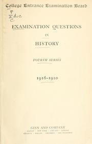 Cover of: Examination questions in history. by College Board, College Board