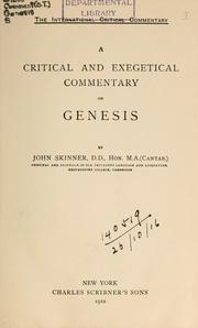 Cover of: A critical and exegetical commentary on Genesis. by Skinner, John