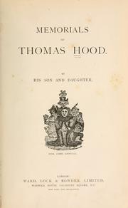 Cover of: Memorials of Thomas Hood by Thomas Hood