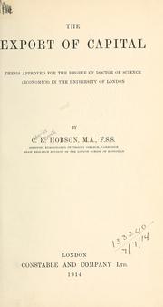 The export of capital by C. K. Hobson