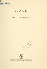 Cover of: More.