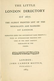 Cover of: The little London directory of 1677