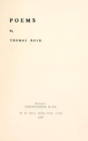 Cover of: Poems by Thomas Boyd