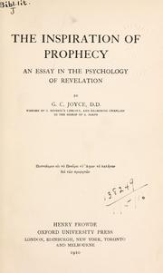 Cover of: The inspiration of prophecy by Gilbert Cunningham Joyce