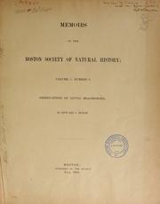 Cover of: Observations on living Brachipoda by Edward Sylvester Morse