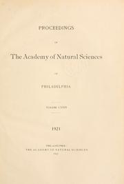 Cover of: Proceedings of the Academy of Natural Sciences of Philadelphia, Volume 73