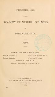 Cover of: Proceedings of the Academy of Natural Sciences of Philadelphia, Volume 45
