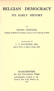 Cover of: Belgian democracy, its early history by Pirenne, Henri