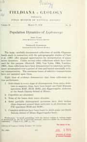 Cover of: Population dynamics of Leptomeryx