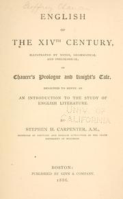 Cover of: English of the XIVth century by Geoffrey Chaucer