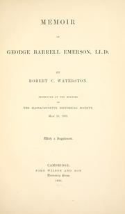 Cover of: Memoir of George Barrell Emerson, LL.D. by R. C. Waterston, R. C. Waterston