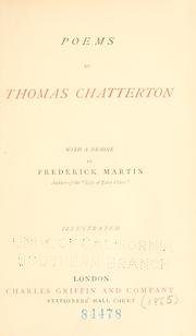 Cover of: Poems by Thomas Chatterton
