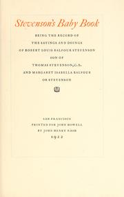 Cover of: Stevenson's baby book by Margaret Isabella Balfour Stevenson