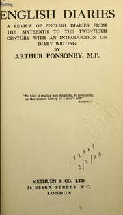 Cover of: English diaries by Ponsonby, Arthur Ponsonby Baron