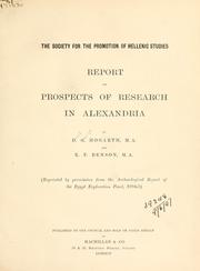 Cover of: Report on prospects of Research in Alexandria. by D. G. Hogarth