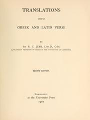 Cover of: Translations into Greek and Latin verse by Richard Claverhouse Jebb