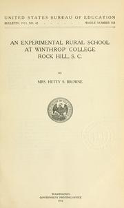 Cover of: An experimental rural school at Winthrop College, Rock Hill, S.C. by Hetty Sibyl Browne, Hetty Sibyl Browne