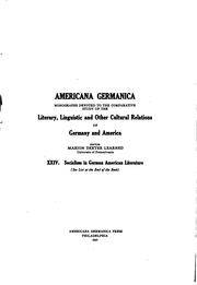 Socialism in German American literature by William Frederic Kamman
