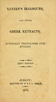 Cover of: Lucian's Dialogues by Lucian of Samosata, Lucian of Samosata