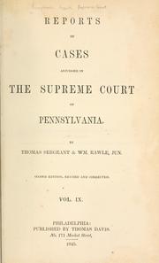 Cover of: Reports of cases adjudged in the Supreme Court of Pennsylvania [1814-1828]