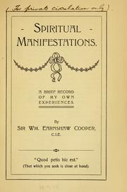 Cover of: Spiritual manifestations by Cooper, William Earnshaw Sir