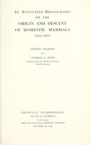 Cover of: An annotated bibliography on the origin and descent of domestic mammals